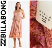 BNWT BILLABONG SUNSPIRIT SHINE MIDI DRESS SIZE SMALL/8 RASPBERRY RRP $129.99