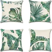 [Artscope] Set of 4 Decorative Throw Pillow Covers 18x18 Inches, Tropical Plants Waterproof Cushion Covers, Perfect to Outdoor Patio Garden Living Room Sofa Farmhouse Decor