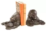 Bookends Bookend AMERICAN WEST Lodge Indian Chief Resin Hand-Cast Hand-Painted