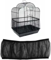 Shell Skirt Mesh Cover Pet Bird Cage Guard Nylon Net Seed Catcher S/M/L Black, S