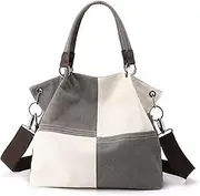 [CORIOS] Women Shoulder Bag Canvas Tote Bag Handbag Casual Top Handle Bag Mulit-Pocket Crossbody Bag Satchel Bag Messenger Bag for Travel Work Party Office Shopping