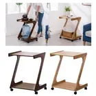 End Table with 4 Wheels Sofa Side Table for Small Space Living Room Bedroom