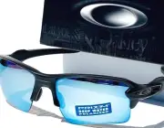 NEW Oakley Flak 2.0 Matte Black POLARIZED Deep Water H2O lens Sunglass 9188-58