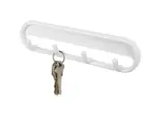 InterDesign 15501 White Self Adhesive Multi-Hook Rack 2-1/4 H x 8-1/4 W in.