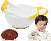 Food Masher Bowl - Fruit Crusher with Grinding Rod,Anti-Slip Anti-Scalding Food Mill Bowl for Making Vegetable Puree Fruit Puree
