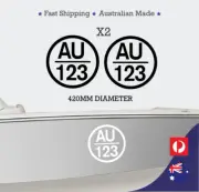 Round Boat Rego Stickers 420mm Port & Starboard Registration Vinyl Decal Set