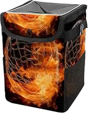 Car Trash Can with Lid and Storage Pockets Leak-Proof Organizer,Multipurpose Trash Bin for Car,Basketball Banner Background