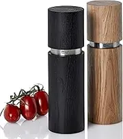 AdHoc Textura Pepper and Salt Mill Set, 20cm, Ash Wood, Black and Light