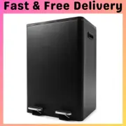 40L 2 Pedal Rubbish Bin Dual Compartment Waste Can Recycle Dustbin Black