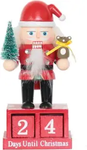 SANTA'S WORKSHOP 6" WOODEN NUTCRACKER SANTA COUNTDOWN CHRISTMAS DECORATION