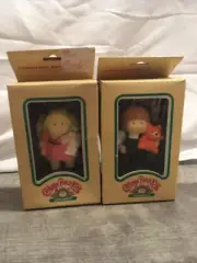 1984 Cabbage Patch Kids Boy & Girl Dolls With Teddy Bears Ornament Set No 9151