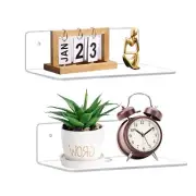 9 Inch Clear Acrylic Floating Shelf, No Drill Adhesive Wall Shelf Set of 2 for