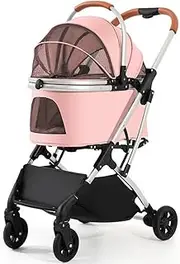 High-View pet Stroller for go Out,Foldable Aluminum Alloy Frame,Detachable Carrier Cabin Bag,4 Wheels pet pram Trolley for Dogs and Cats,Shock Absorber Swivel Front Wheel