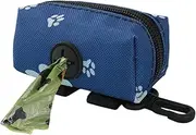 Fbinys Poop Bag Dispenser, Portable Pet Waste Bag Holder with Hook, Compact Storage Pouch for Dog and Cat Walking, Travel, Outdoor Use, 5.51x1.77x1.57 inches, Blue and Gray, Blue, 1 count (Pack of 1),