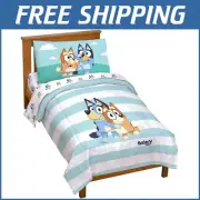 Vibrant Bluey & Bingo 4 Piece Toddler Bedding Set - Cozy and Machine Washable