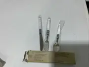 Vtg MCM Cutlery Set of 3 Stainless Steel Clear Handles Spoon Fork Table Knife