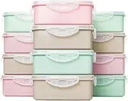 QILZO Pack of 12 Food Containers, 600 ml, Airtight Containers, Plastic Food Containers, BPA-Free, Container Suitable for Microwave, Dishwasher, Freezer with Lid, Reusable