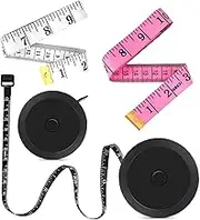 Phinus 4 Pack Retractable Tape Measure for Tailor, Sewing, Body Measurement, Black, White and Pink