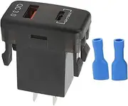 Rocker Switch Dual USB Car Fast Charging Socket with Blue Voltmeter for RVs - Universal Compatibility