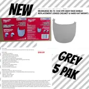 Milwaukee Tool 48-73-1442 Replacement Gray Dual Coat Full Face Shield Lens X5