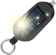 Solar Charger Keychain - Portable Bank 3000mAh Powers, Type-C Smart Port | Pocket Wireless Watch Charging Device for Travel, Camping, Backup Battery, Sour