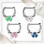 16G Three Synthetic Opal Drop Tribal Septum Clicker Hinged Nose Ring Hoop Septum