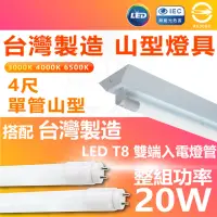 在飛比找momo購物網優惠-【台灣CNS認證 台灣製造】6入 LED山型燈具 單管 4尺