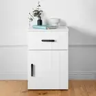 PORTO BEDSIDE TABLE - WHITE - VJ PANEL - OVAL BLACK