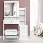 Artiss Dressing Table LED Makeup Mirror Stool Set Vanity Desk White