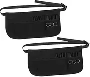 BESTYASH 2pcs Barber Apron Barber Organizer Shear Holder for Stylist Hairstylist Accessory Hairstylist Tool Storage Accessory Hairdressing Tool Storage Barber Comb Organizer Polyester Black