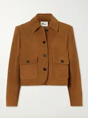[Self-Portrait] Self-Portrait - Cropped Suede Jacket - Brown - UK 16 UK 16 Brown