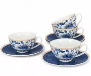STPGOODS Melodie de Fleurs Teacup & Saucer Set for 4 Persons Porcelain Tea Set