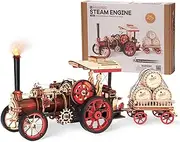 Wowood 3D Wooden Puzzles for Adults, Steam Locomotive Model Cars Kits for Adults, 3D Wood Puzzle Adult, Valentines Day Gift Model Building Kits, Train/Hobbies/Crafts for Adults Kids