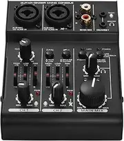 ACAGALA Mini 3-Channel Sound Card Mixing Console Digital Audio Mixer Built-in 48V Phantom Power 5V USB Powered for Home Studio Recording DJ Network Live Broadcast Karaoke