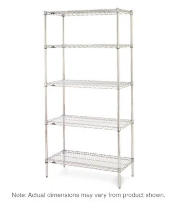 Metro 5N357C Super Erecta 5-Shelf Industrial Wire Shelving Starter Unit, Chrome