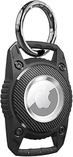 AirTag Dog Collar Holder Waterproof Airtag Keychain Holder Case,Screw Full Cover Compatible with Apple Air Tag Tracker Key Ring (Black 1Pack)