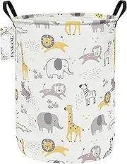 FANKANG Storage Basket, Nursery Hamper Canvas Laundry Basket Foldable with Waterproof PE Coating Large Storage Baskets for Kids Boys and Girls, Office, Bedroom, Clothes,Toys(Lovely Animals )