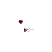 (W) Pandora Heart Stud Earrings Sterling Silver Red