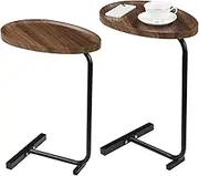 2-Pack C-Shaped Side Tables, Mobile Tea Tables, Small Sofa Side Tables with L-Shaped Metal Frame, Snack-Style End Side Couch Tables for Living Room, Sofa, TV Tray