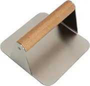 RIZGHWOY Burger Smasher Stainless Steel Square Wooden Handle Grill Press for Making Burgers, Sandwiches, Bacon, Cheese and Panini - for Smashed Grill Enthusiasts, Kitchen Skillets - 1 Piece