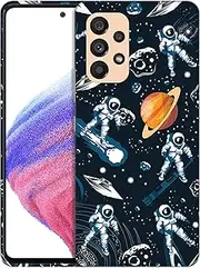 [GlamCase] for Samsung Galaxy A53 5G, Samsung Galaxy A53 5G Case - Astronaut Galaxy Space Design Printed Slim & Sleek Cute Plastic Hard Protective Designer Back Case/Cover for Samsung A53 5G White