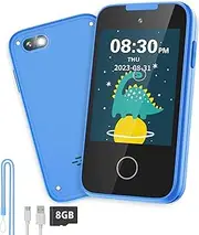 TKECWOB Kids Phone Toy for 3 4 5 6 Year Old, Touchscreen Cell Dual Camera with Music Player Flashlight Puzzle Games Alarm Learning Toys Christmas Birthday Gifts Boys Ages 3-6 SD Card Blue