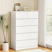 6 Chest of Drawers White Storage Furniture Bedroom Organizer Modern Design