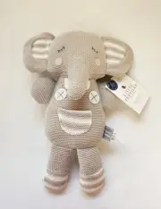 Living Textiles Baby Premuim Gray Knit Elephant Lovey Plush Rattle Theodore
