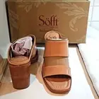 Sofft Sheila Sandal 3 1/4" Stacked Blocked heel, Angled square toe. Pink Rose 9M