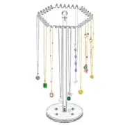 Acrylic Necklace Organizer Rotating Necklace Holder Hanger Clear Jewelry Organizer Display Stand with 36 Hooks Transparent