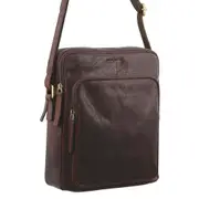 Pierre Cardin Unisex Leather Shoulder Crossbody Bag 23x27cm Chestnut
