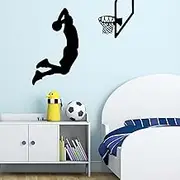 Basketball Silhouette Wall Decals - Slam Dunk Players Vinyl Stickers for Boys Room, Removable Sports Decor in Bedroom/Living Room, DIY Peel & Stick Home Art Decoration, 24x20.1 Inch