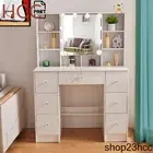 Dressing Table Set LED Lights Mirror Bedroom Makeup Table with 7 Drawers White
