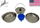 Stainless Steel Mess Kit Camping Cookware Set Fry Pan Kettle Pot Cup Nest Stack
